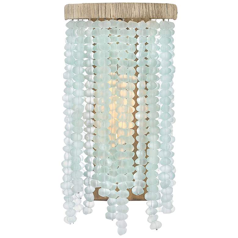 Image 1 Dune 16" High Burnished Gold Blue Sea Glass Wall Sconce