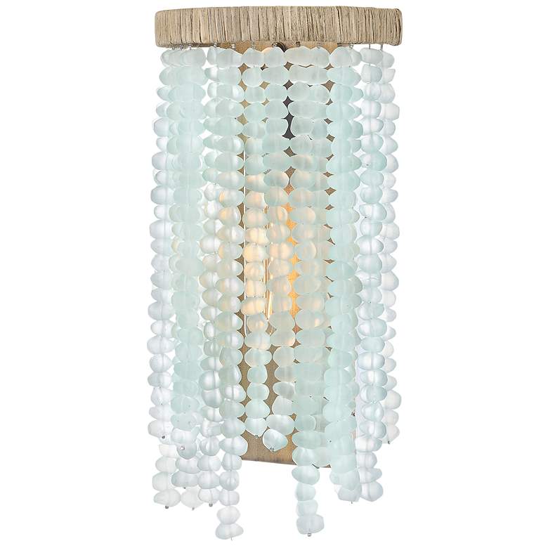 Image 5 Dune 16" High Burnished Gold Blue Sea Glass Wall Sconce more views