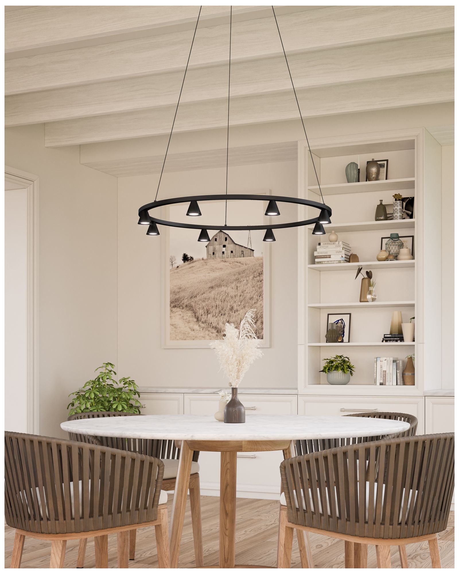 Image 3 Dune 33 1/4" Wide Black 8-Light LED Ring Chandelier more views