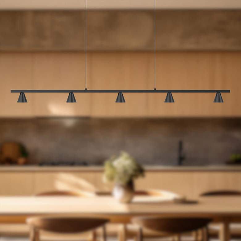 Image 1 Dune 47 1/2" Wide Black 5-Light LED Linear Pendant