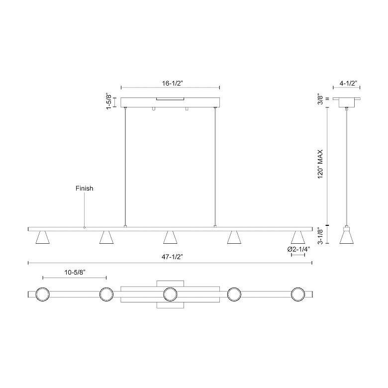 Image 4 Dune 47 1/2" Wide Black 5-Light LED Linear Pendant more views