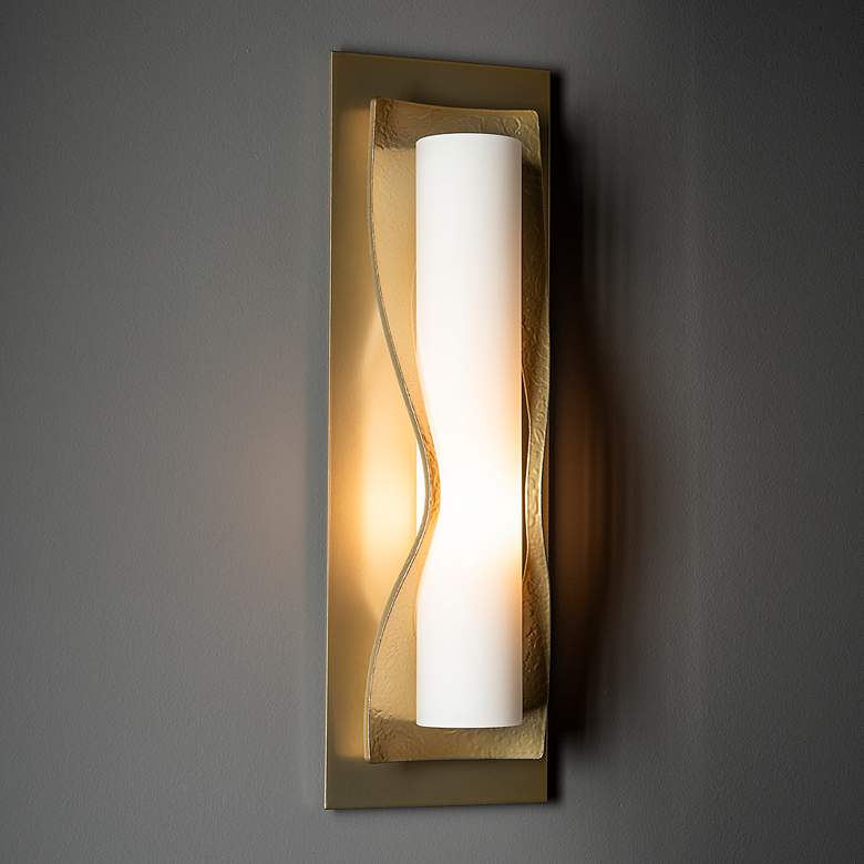 Image 1 Dune Sconce - Modern Brass Finish - Opal Glass