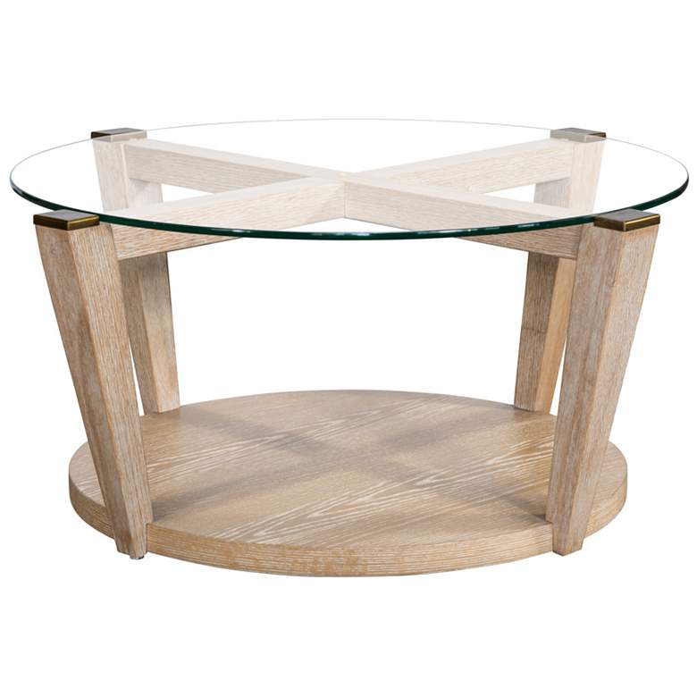 Image 1 Dunes 40" Wide Bleached Oak Cocktail Table