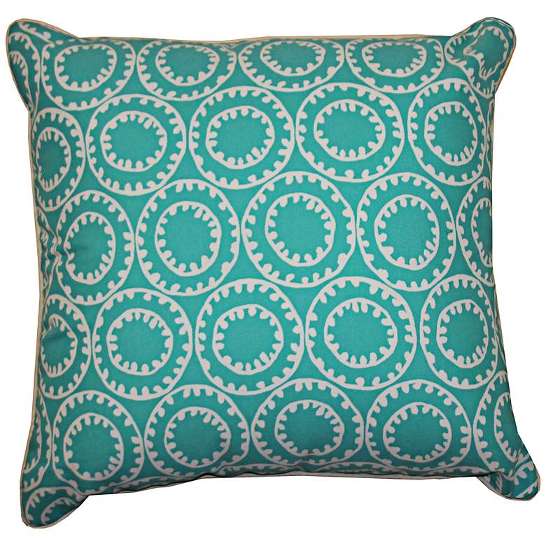 Image 1 Dunkin Turquoise Blue 20 inch Square Decorative Outdoor Pillow