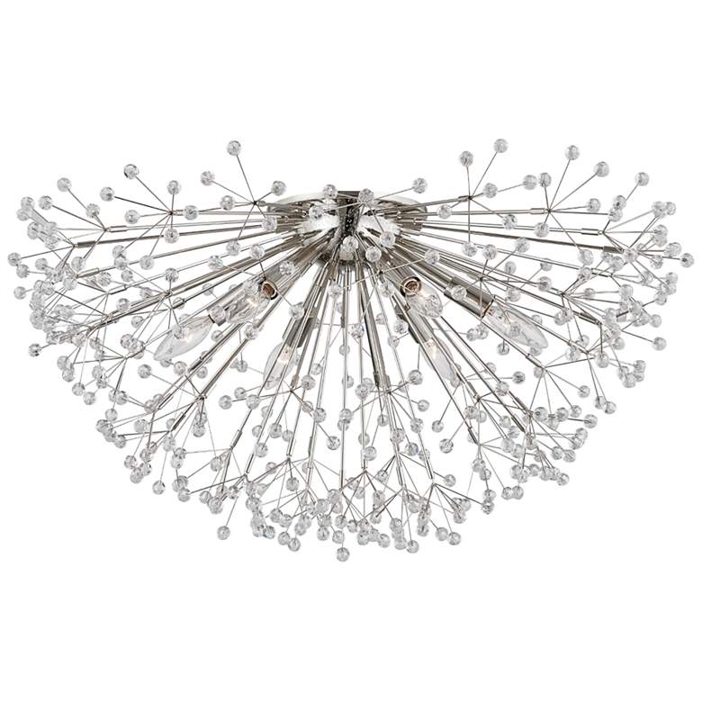 Image 2 Dunkirk 30"W Polished Nickel Crystal 6-Light Ceiling Light