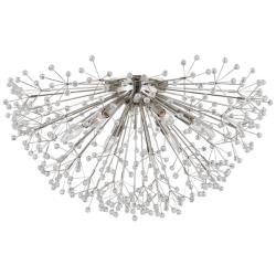 Dunkirk 30"W Polished Nickel Crystal 6-Light Ceiling Light