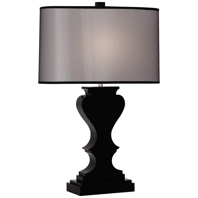 Image 1 Dunmore Black Shade Black Crystal Table Lamp