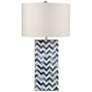 Dunmore Blue and White Stripped Chevron Column Table Lamp