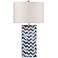 Dunmore Blue and White Stripped Chevron Column Table Lamp