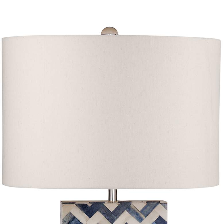 Image 3 Dunmore Blue and White Stripped Chevron Column Table Lamp more views