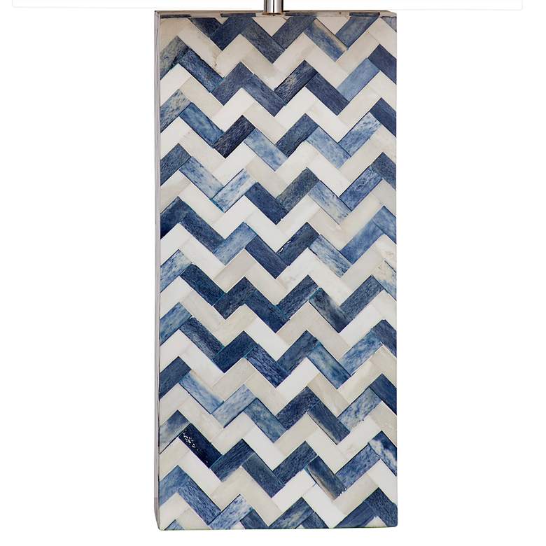 Image 4 Dunmore Blue and White Stripped Chevron Column Table Lamp more views