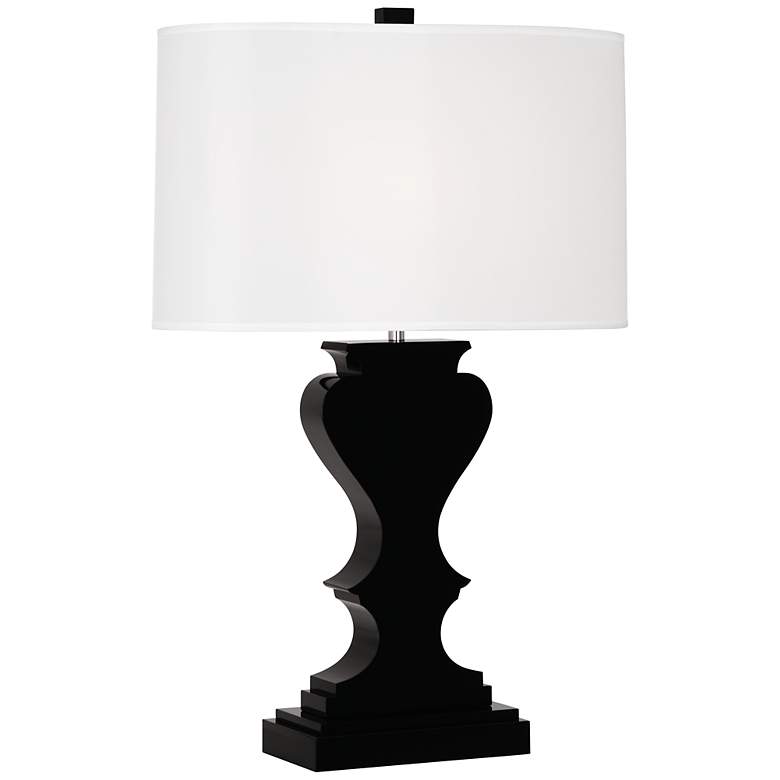 Image 1 Dunmore White Shade Black Crystal Table Lamp