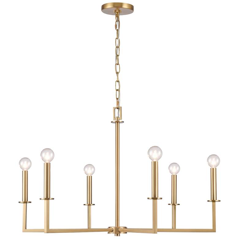 Image 1 Dunne 30" Wide 6-Light Chandelier - Lacquered Brass