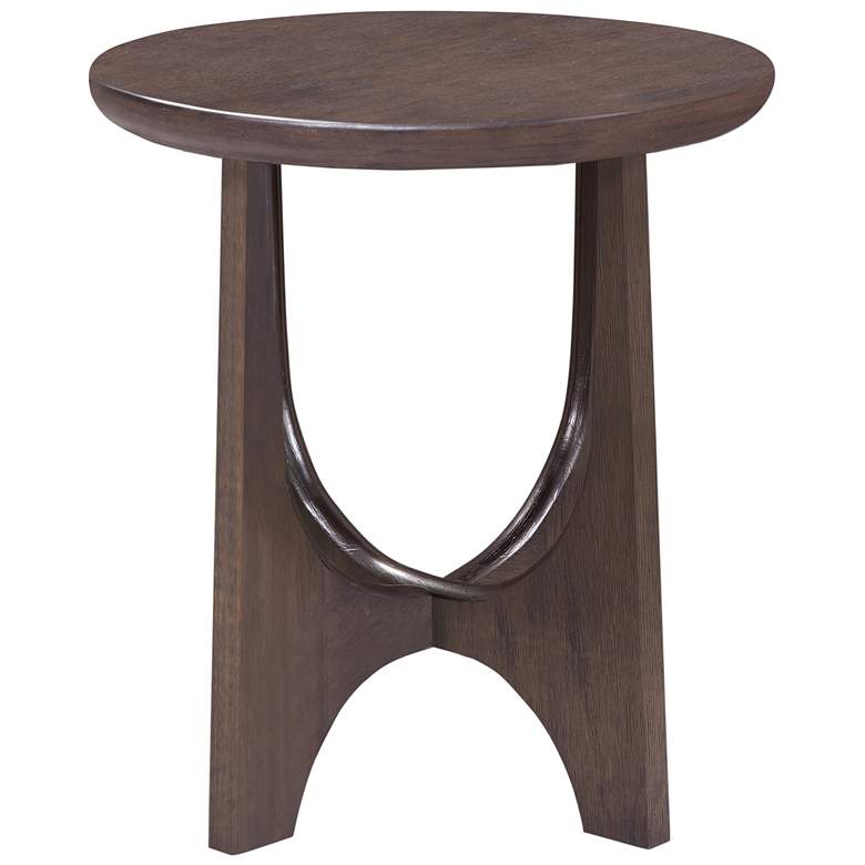 Image 1 Dunnigan 22" High Antique Brown Oak Round End Table