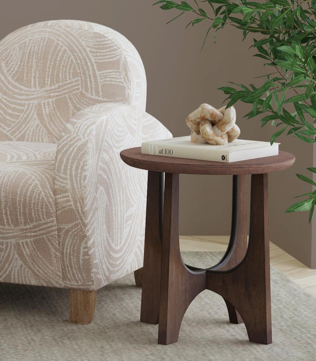 Dunnigan 22" High Antique Brown Oak Round End Table