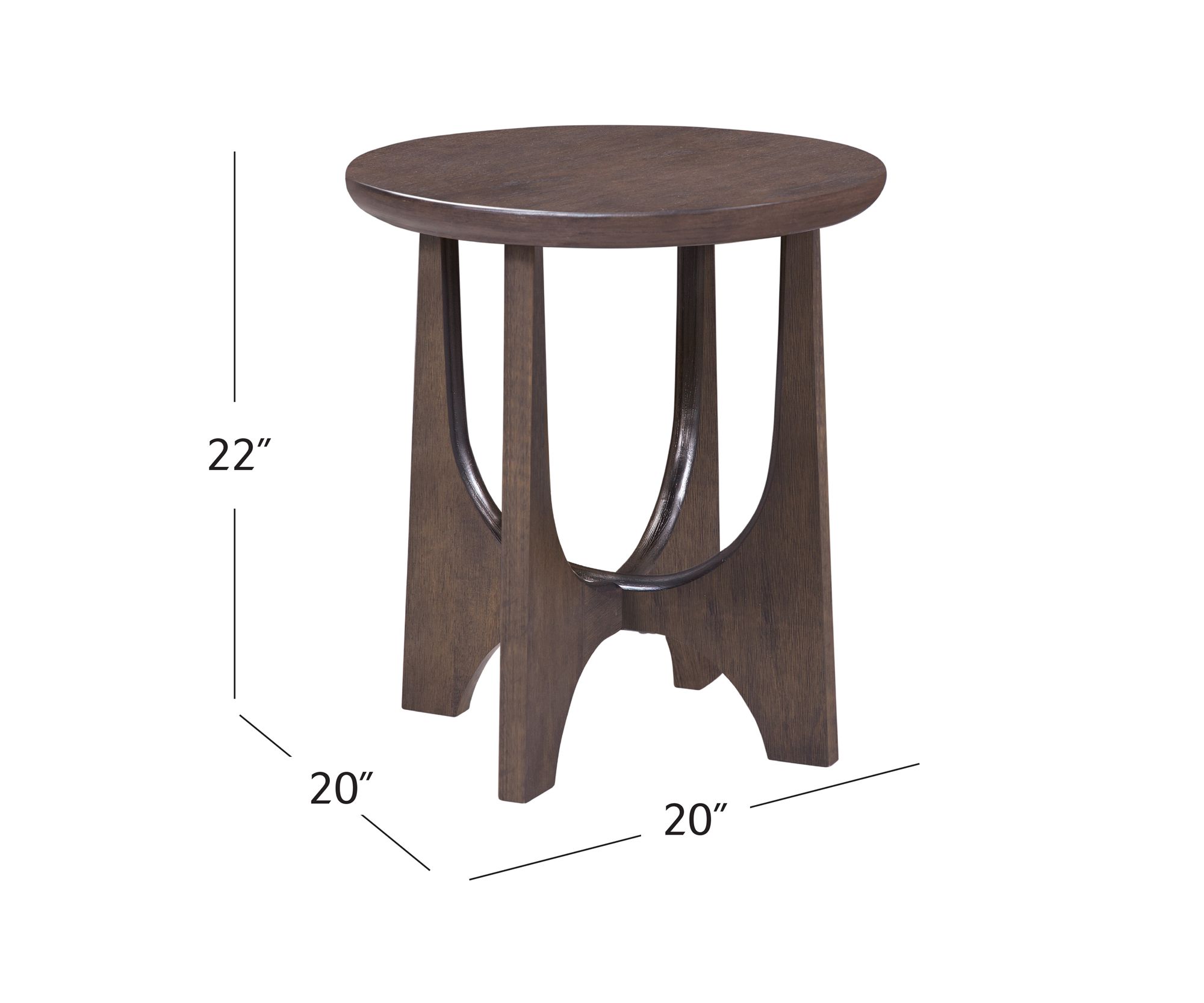 Dunnigan 22" High Antique Brown Oak Round End Table