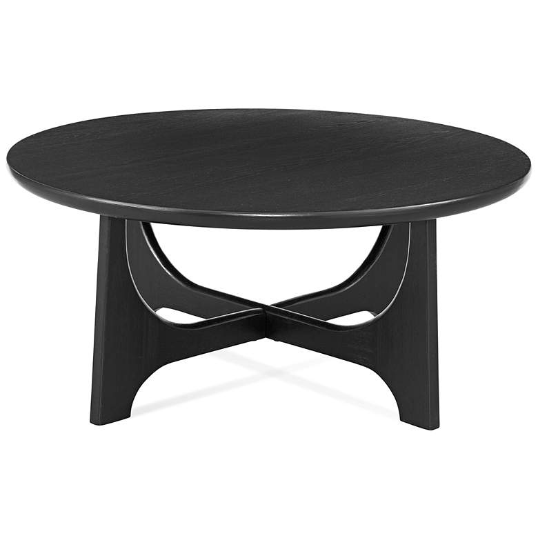 Image 5 Dunnigan 40" Wide Black Wood Round Cocktail Table more views