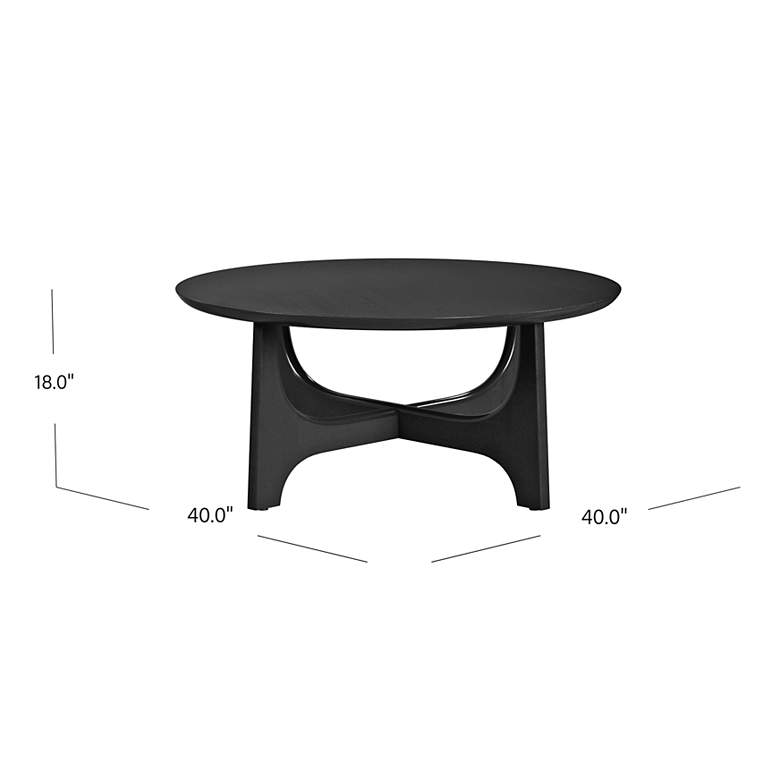 Image 6 Dunnigan 40" Wide Black Wood Round Cocktail Table more views