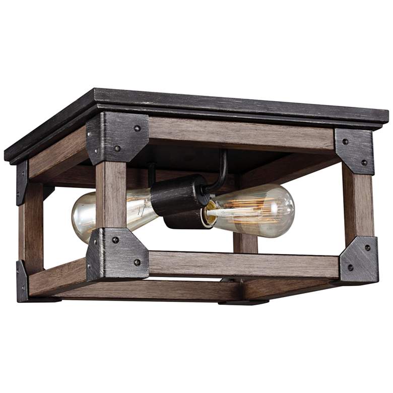 Image 2 Dunning 13 1/2" Wide Stardust and Oak 2-Light Ceiling Light