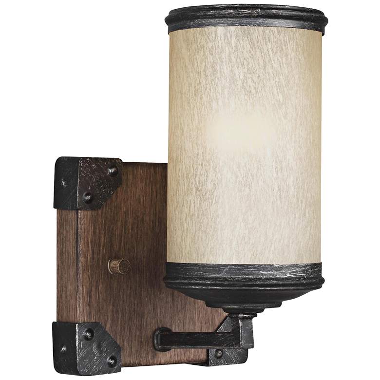 Image 1 Dunning 8 1/4 inch High Stardust and Cerused Oak LED Wall Sconce
