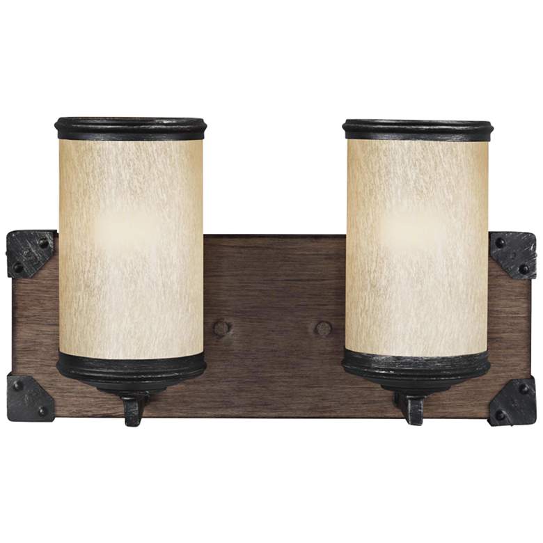 Image 1 Dunning 8 1/4 inch High Stardust and Oak 2-Light LED Wall Sconce
