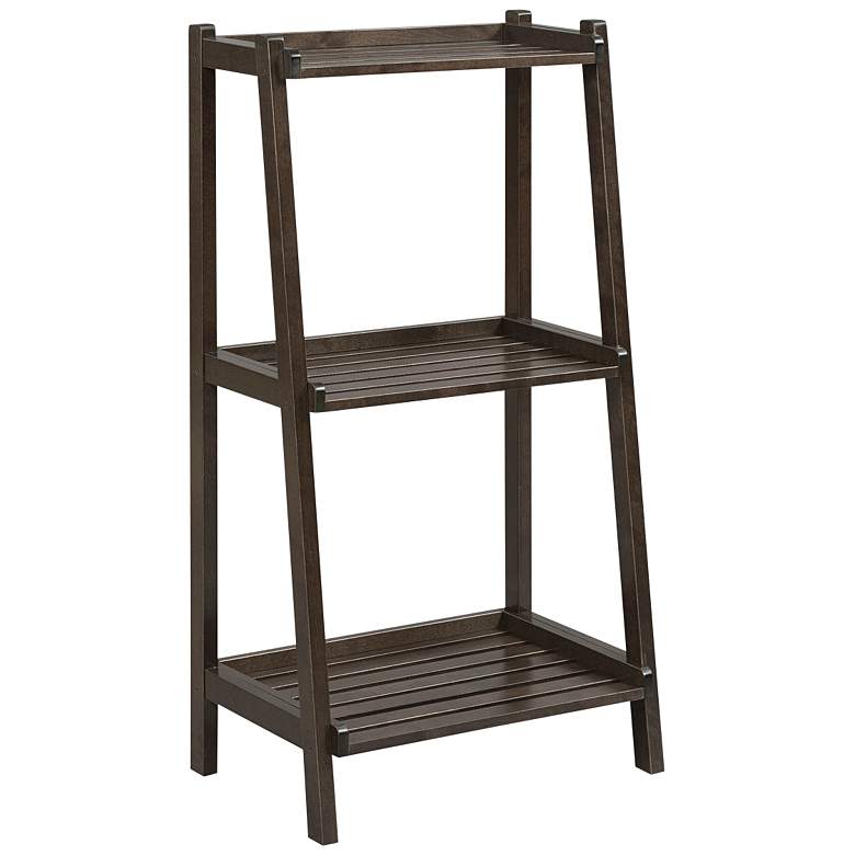 Image 1 Dunnsville 22 inch Wide Espresso Wood 3-Shelf Ladder Bookshelf
