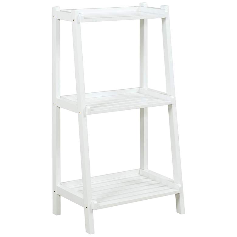 Image 1 Dunnsville 22 inch Wide White Wood 3-Shelf Ladder Bookshelf