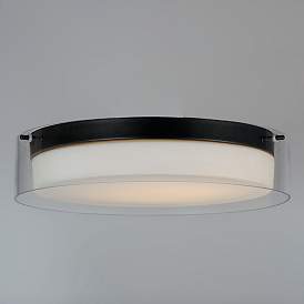 Image3 of Duo 1-Light 16" Wide Black Flush Mount Light more views