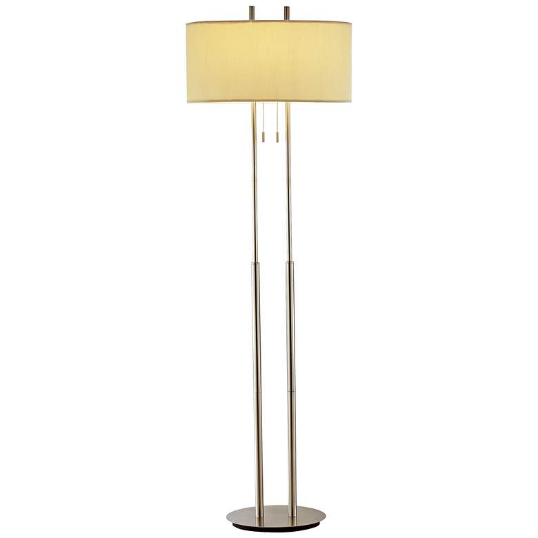 Image 1 Duo Light Satin Steel Floor Lamp