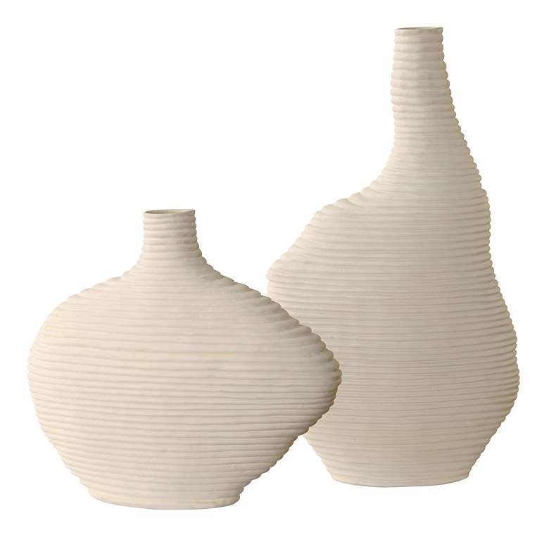 Image 2 Duostacked Set of Matte White Ceramic Vases