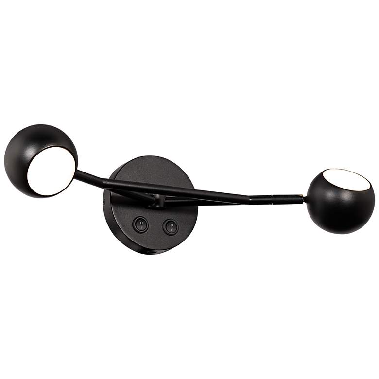 Image 2 Duplex 5" High Black 2-Light LED Wall Sconce with USB Port