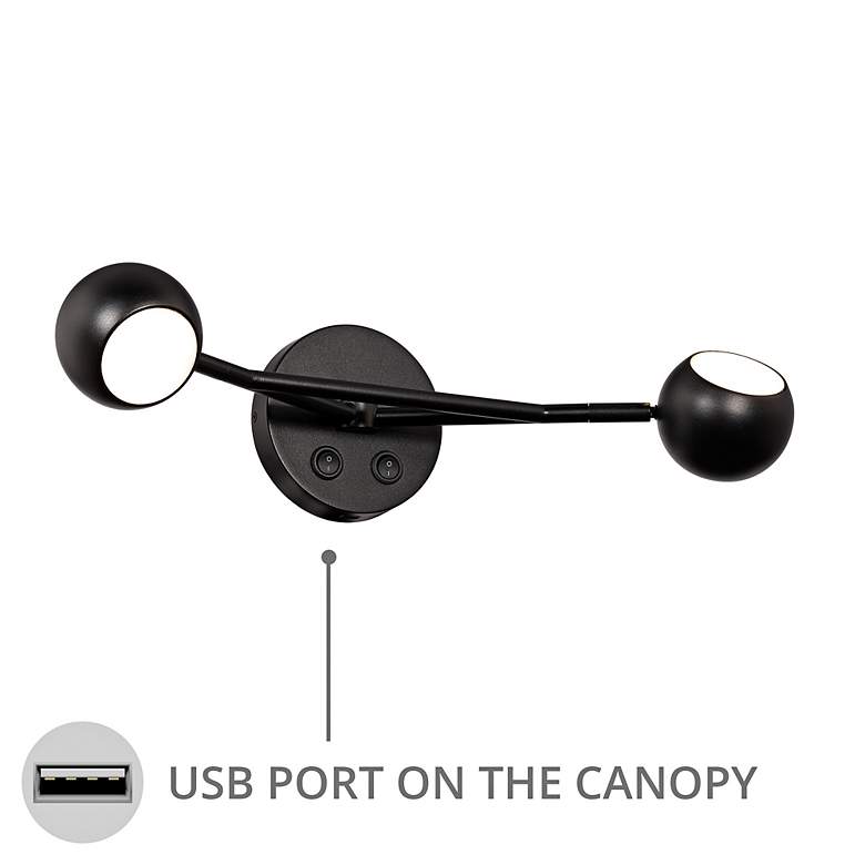Image 5 Duplex 5" High Black 2-Light LED Wall Sconce with USB Port more views