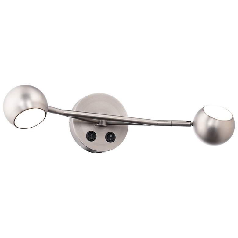 Image 2 Duplex 5"H x 20"W 2-Light Reading Light in Brushed Nickel