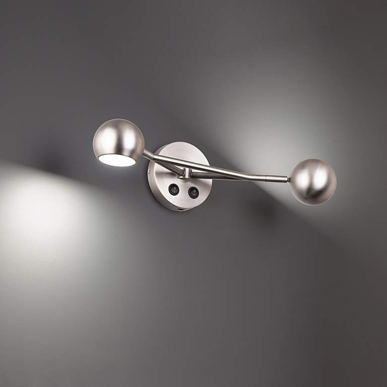 Image 1 Duplex 5"H x 20"W 2-Light Reading Light in Brushed Nickel