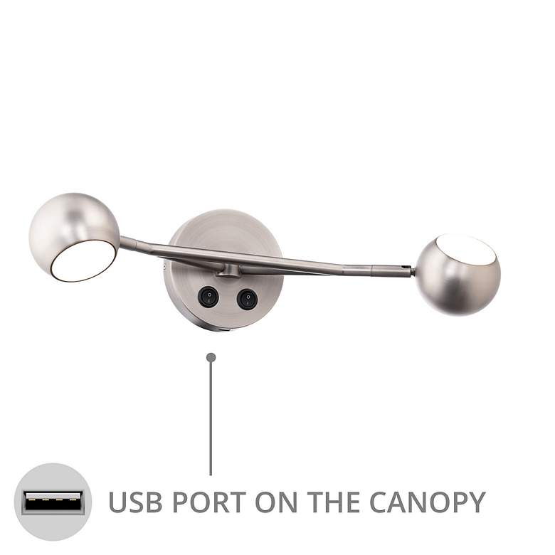 Image 4 Duplex 5"H x 20"W 2-Light Reading Light in Brushed Nickel more views