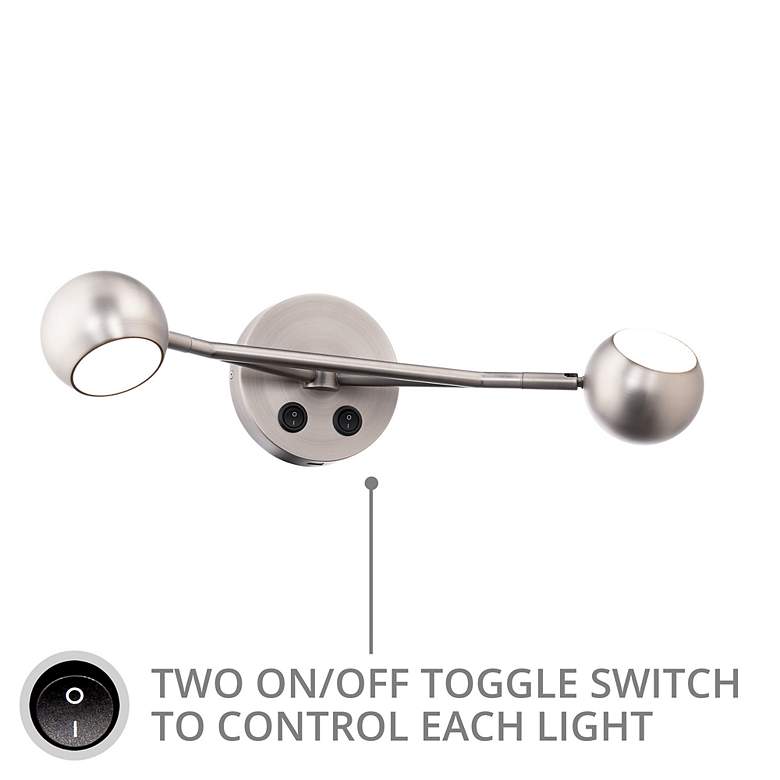 Image 5 Duplex 5"H x 20"W 2-Light Reading Light in Brushed Nickel more views