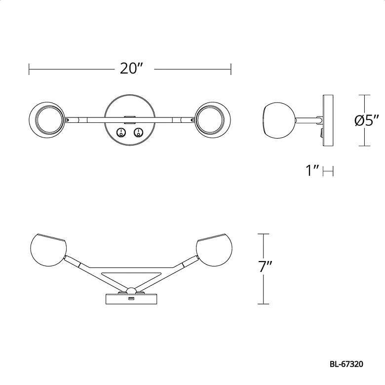 Image 6 Duplex 5"H x 20"W 2-Light Reading Light in Brushed Nickel more views