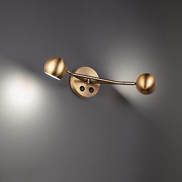 Duplex Aged Brass Rotatable Neck 2-Light LED Wall Lamp