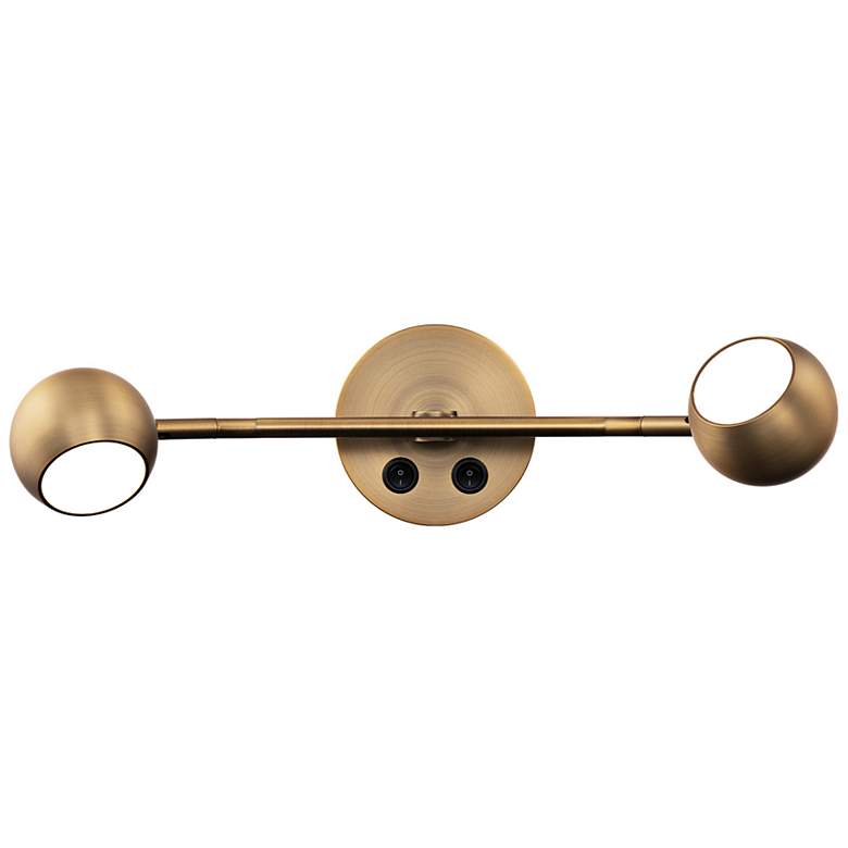 Image 4 Duplex Aged Brass Rotatable Neck 2-Light LED Wall Lamp more views