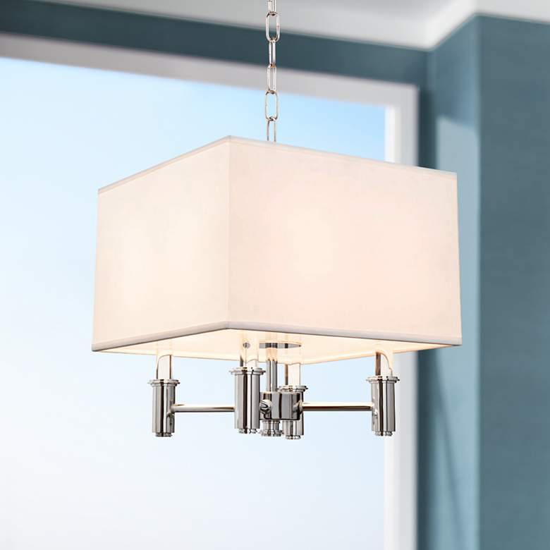 Image 1 DuPont 14" Wide Chrome Convertible Square Pendant Light