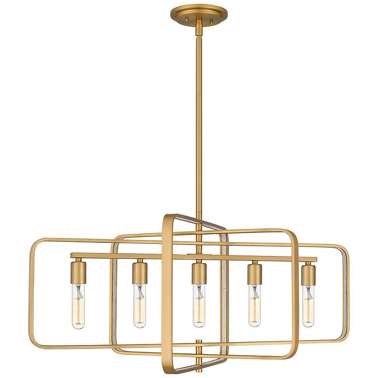 Image 2 Dupree 34" Wide Brushed Weathered Brass 5-Light Chandelier