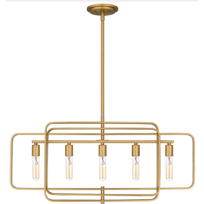 Image 4 Dupree 34" Wide Brushed Weathered Brass 5-Light Chandelier more views