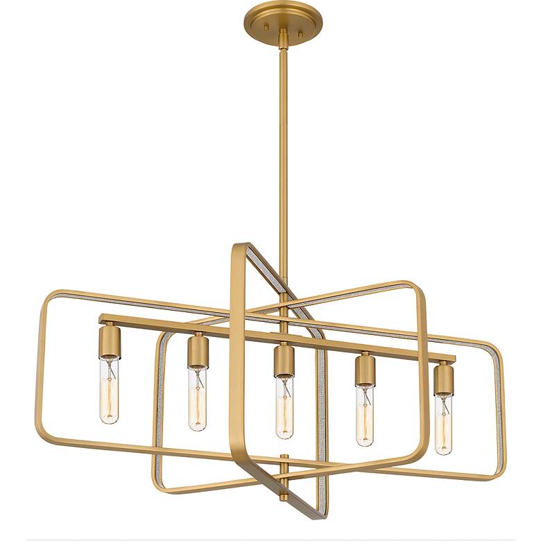 Image 5 Dupree 34" Wide Brushed Weathered Brass 5-Light Chandelier more views