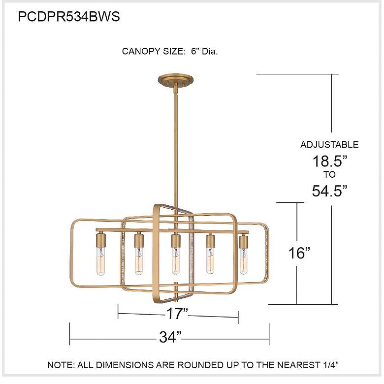 Image 7 Dupree 34" Wide Brushed Weathered Brass 5-Light Chandelier more views