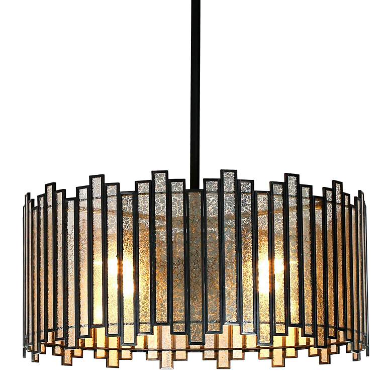 Image 2 Durail 15 3/4" Wide Matte Black 4-Light Drum Chandelier
