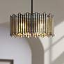 1_Durail 15 3/4" Wide Matte Black 4-Light Drum Chandelier