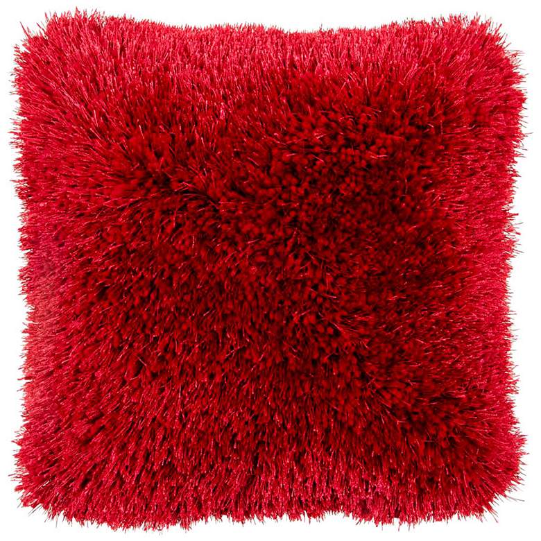 Image 1 Duran Red 20 inch Square Decorative Shag Pillow