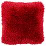 Duran Red 20" Square Decorative Shag Pillow