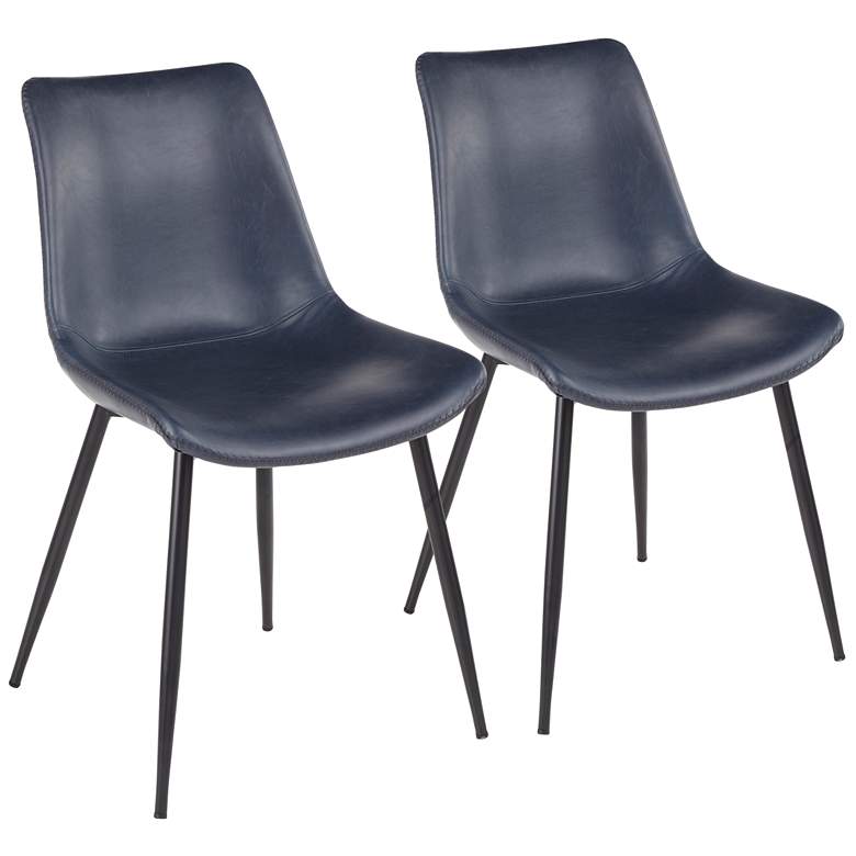 Image 1 Durango Dining Chair in Black with Vintage Blue PU by LumiSource Pair