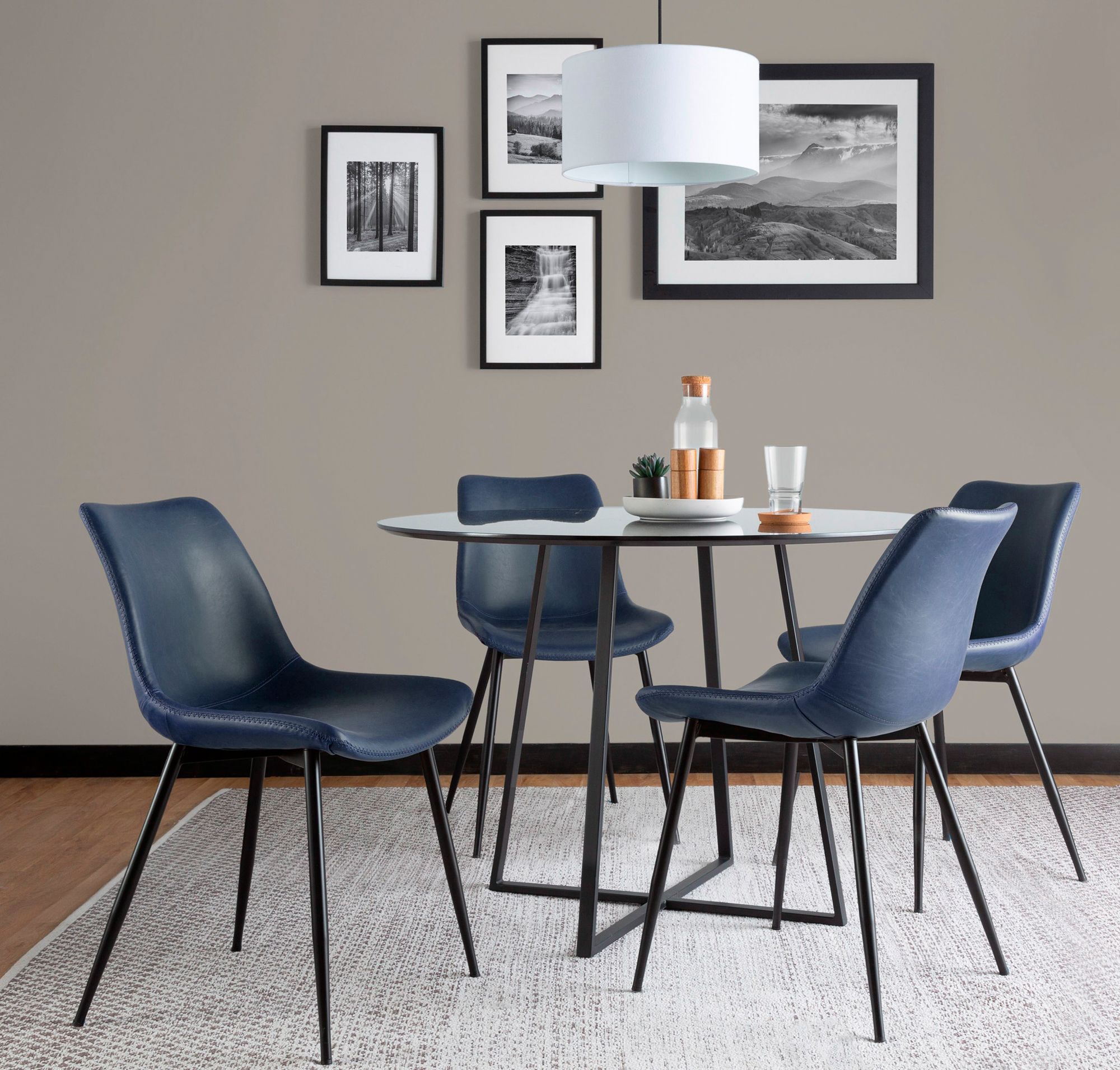 Durango Dining Chair in Black with Vintage Blue PU by LumiSource Pair